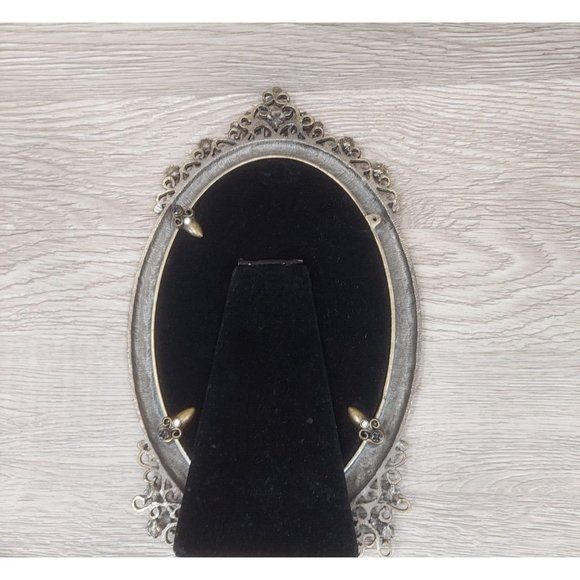 Ornament Oval Photo Frame Decorative Jeweled Photo Display Stones Floral Pattern - Picture 13 of 13